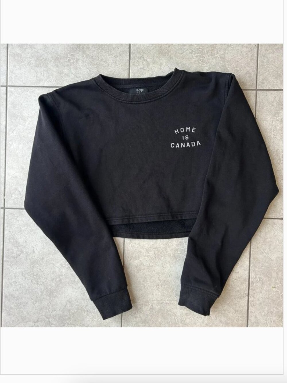 Peace Collective “Home Is Canada” Black Cropped Crewneck – Size S